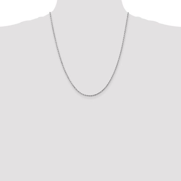 2mm 10k White Gold Solid Diamond Cut Rope Chain Necklace, 22 Inch - Picture 2 of 7